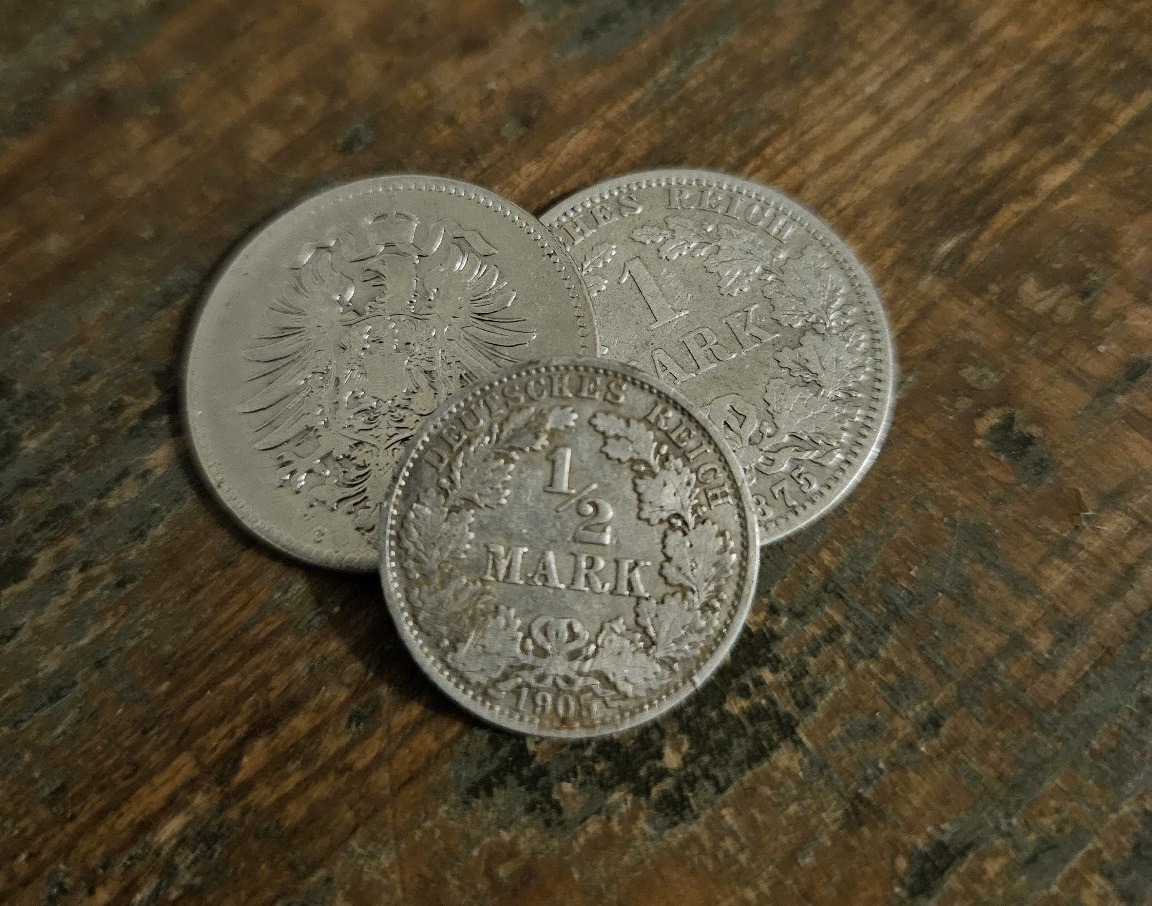 Münzen Deutsches Kaiserreich, 1 Mark, 1/2 Mark, Sammlerwert, Silbermünzen